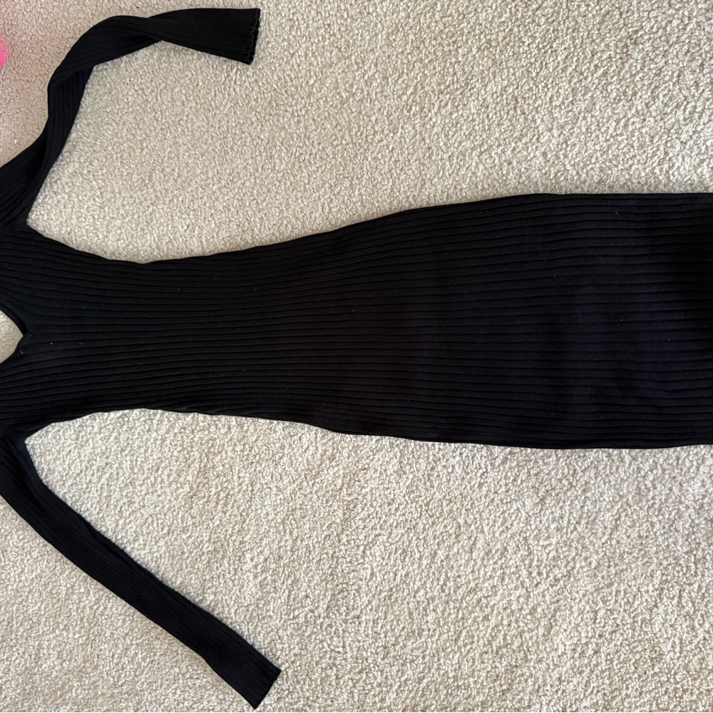 Maternity black sweater bodycon dress - Black Ribbed Dress size S EUC